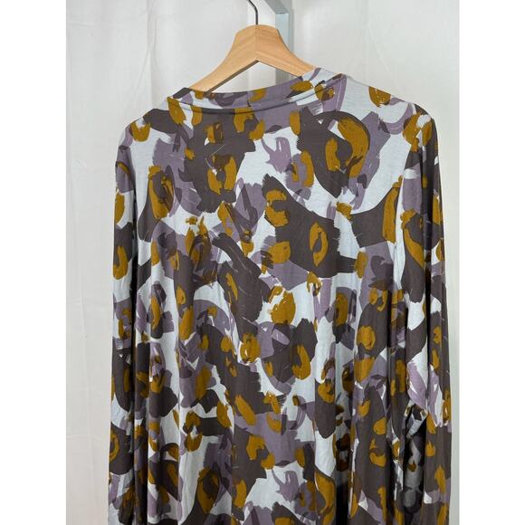 LOGO Lori Goldstein 2X Plus Printed Button Up Knit Cardigan Tunic Purple A309084 - Picture 7 of 9